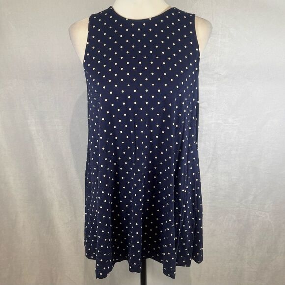 Old Navy navy and white polka dot swing tunic top size medium - Picture 1 of 5
